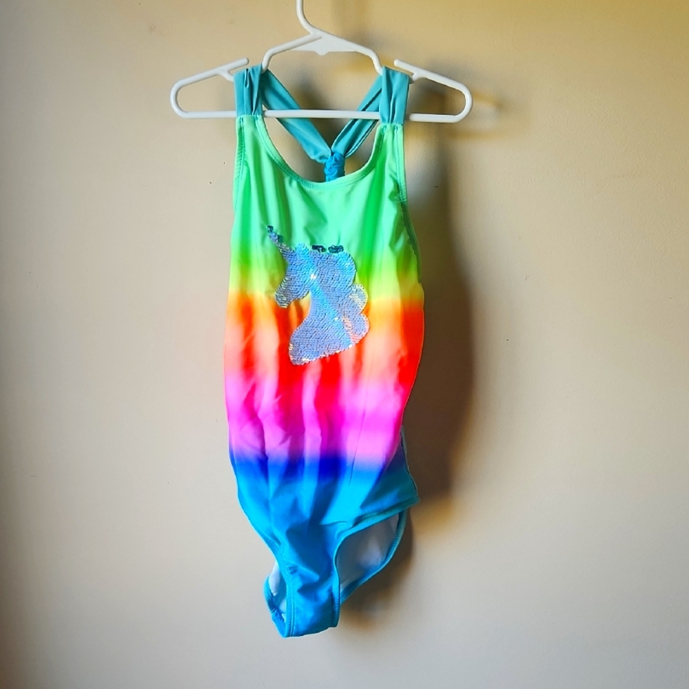 Girls Size 10/12 Cat & Jack Rainbow Unicorn Swimsuit
